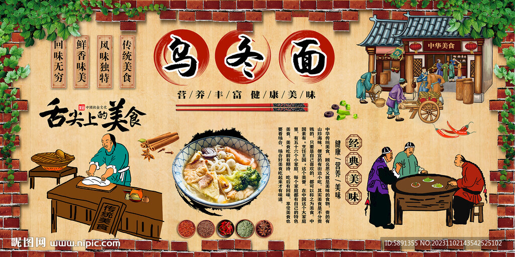 乌冬面背景墙