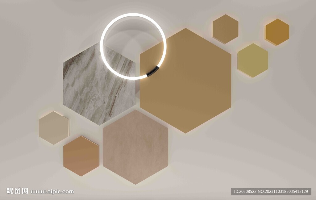 3d轻奢工业发光背景墙