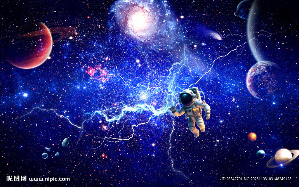 闪电星空背景墙
