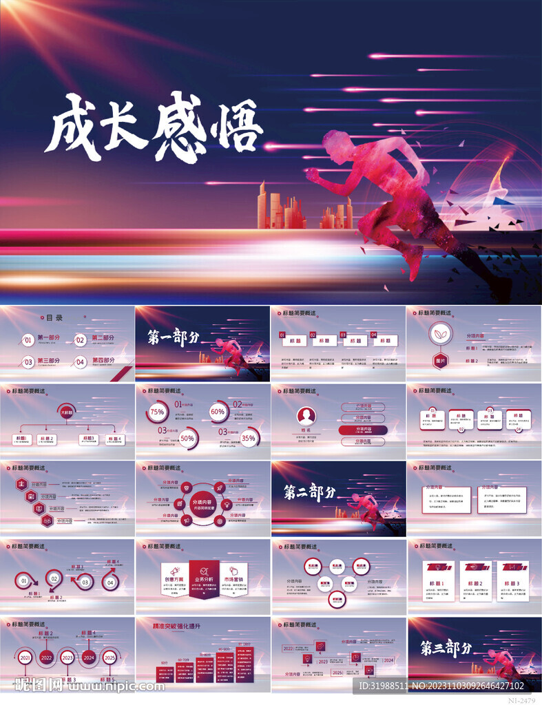 大气创意个人成长感悟动态PPT