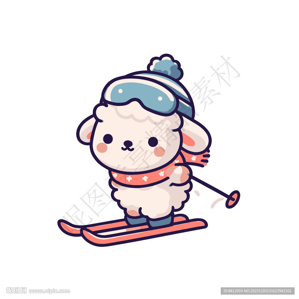 创意滑冰绵羊卡通