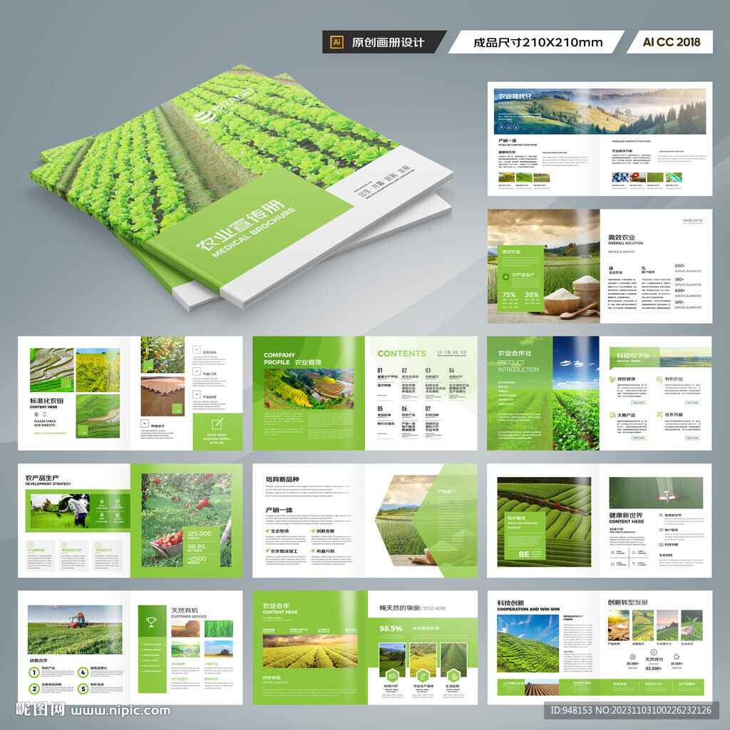 方形农业画册模板