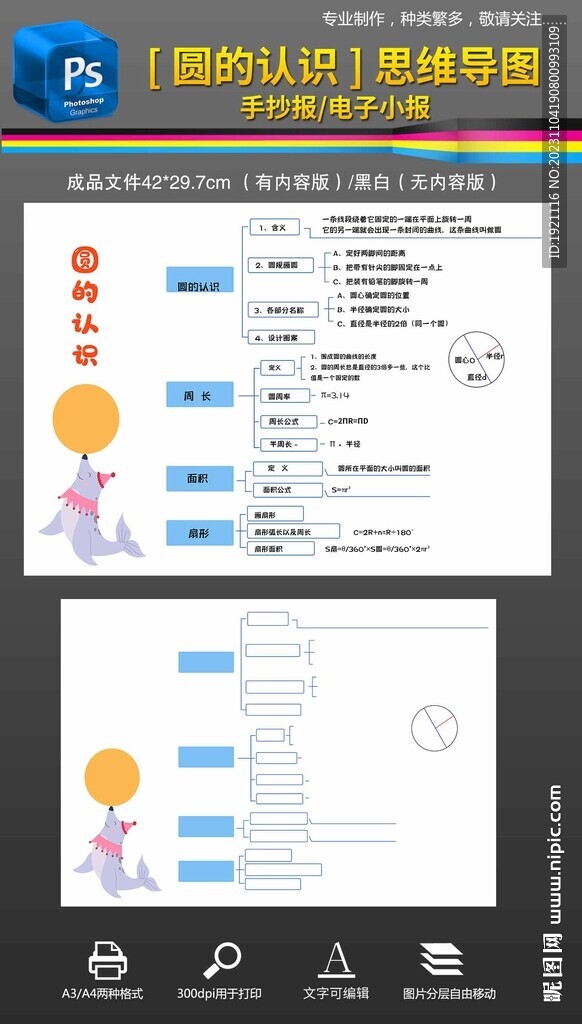 圆的认识思维导图数学手抄报小报