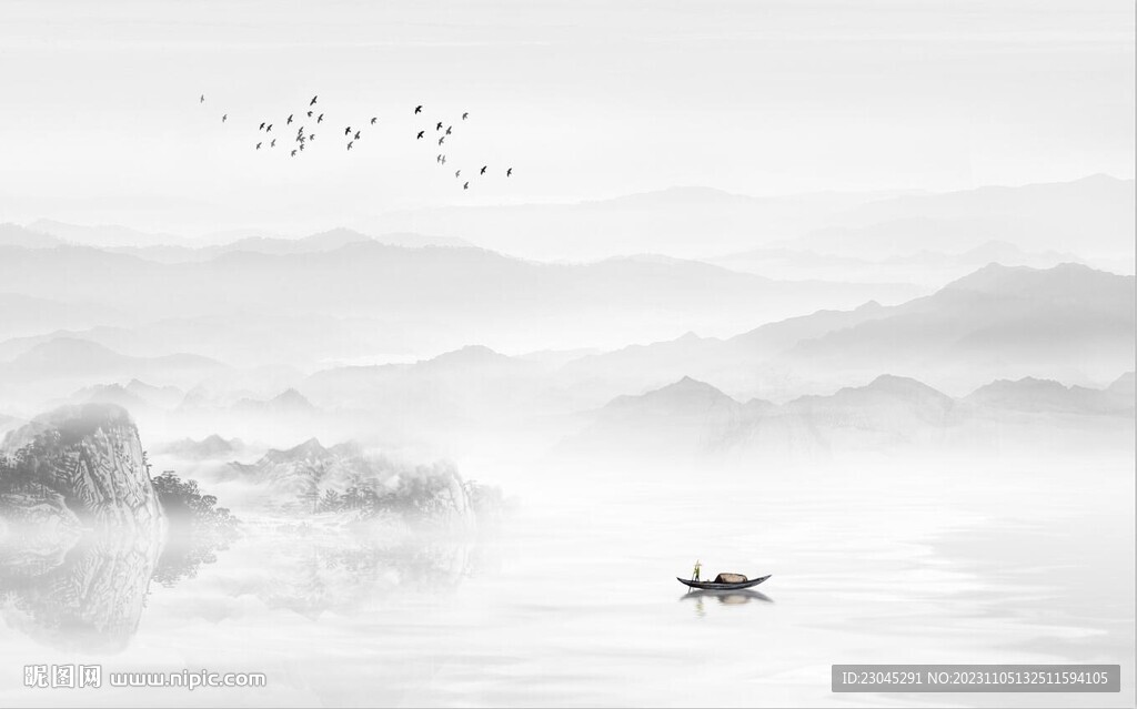 新中式山水背景墙