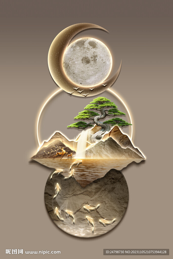 石来运转山水挂画