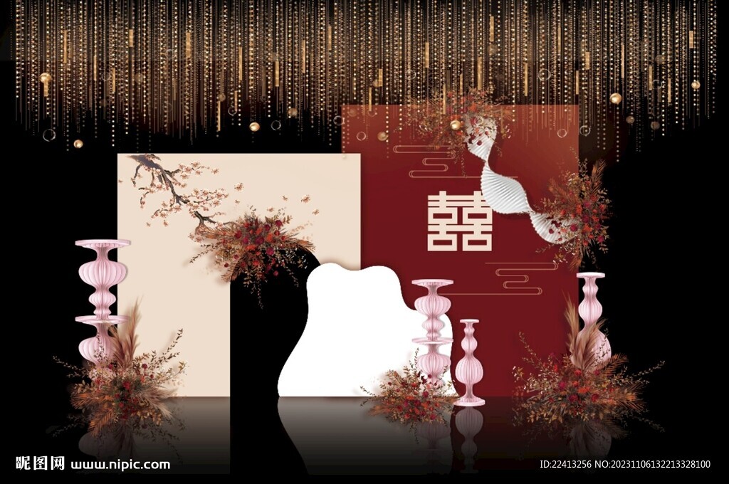 红色中式婚礼背景