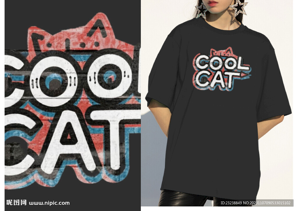 音乐猫咪潮牌T恤设计