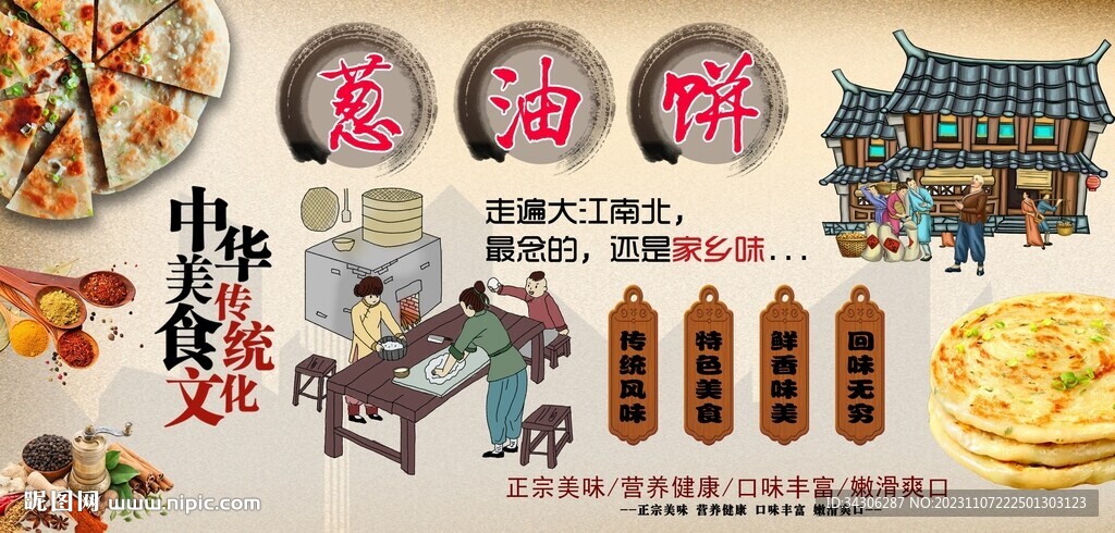 葱油饼背景墙