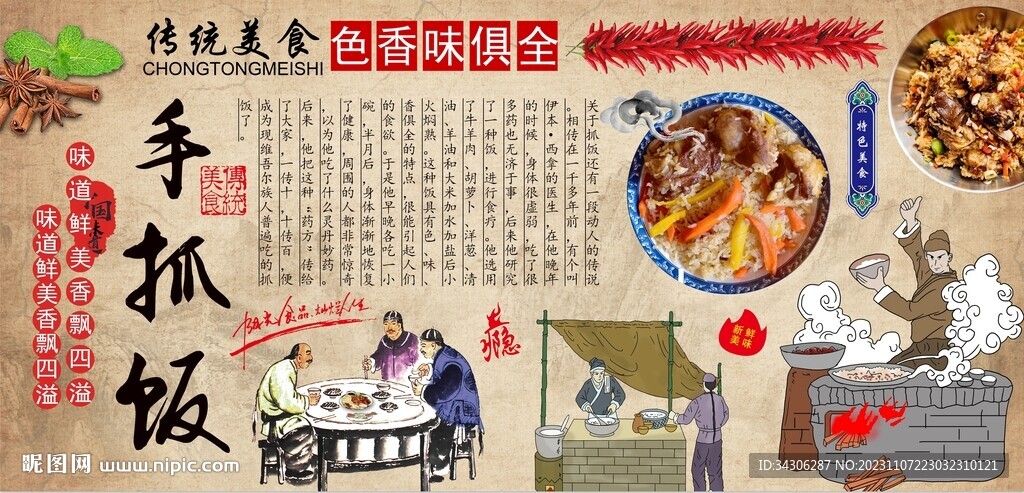 手抓饭背景墙