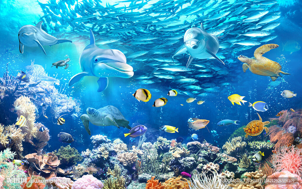 海洋生物电视背景墙