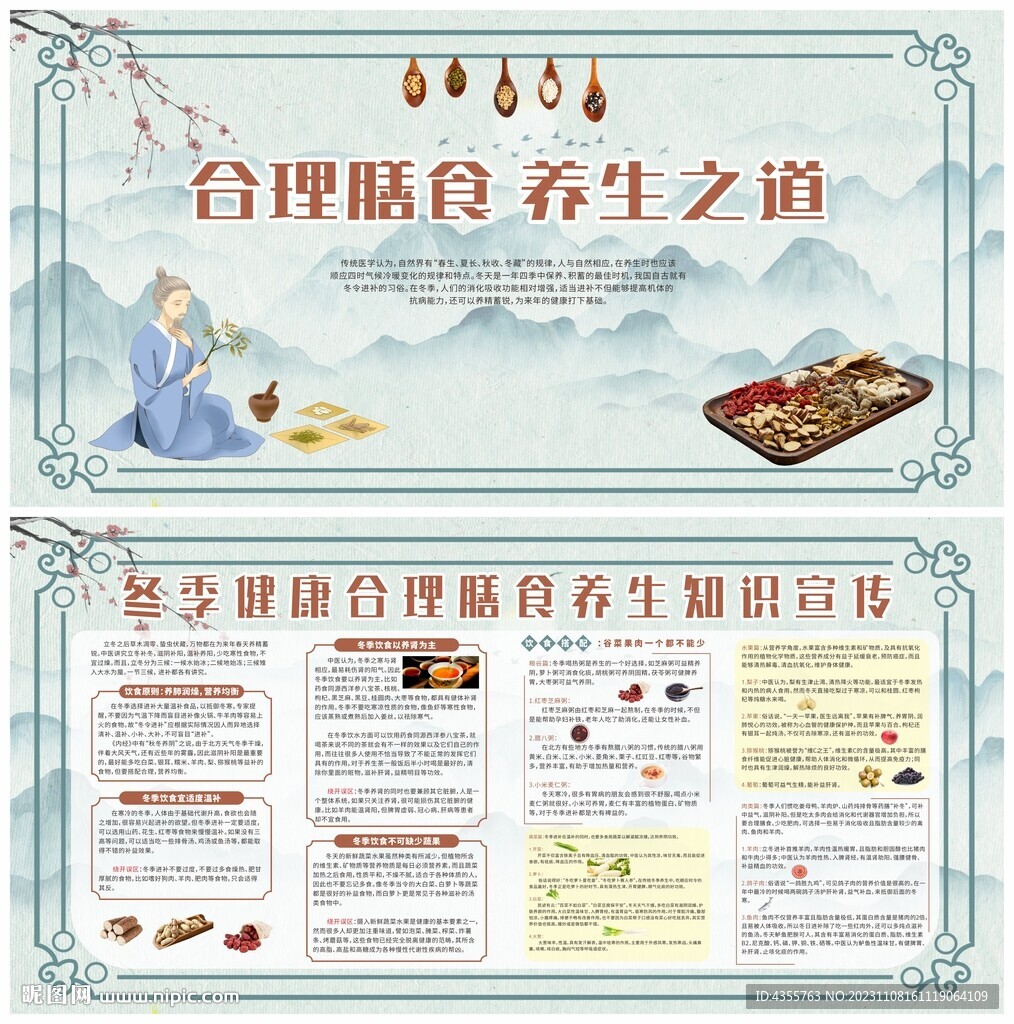 冬季健康合理膳食养生宣传栏