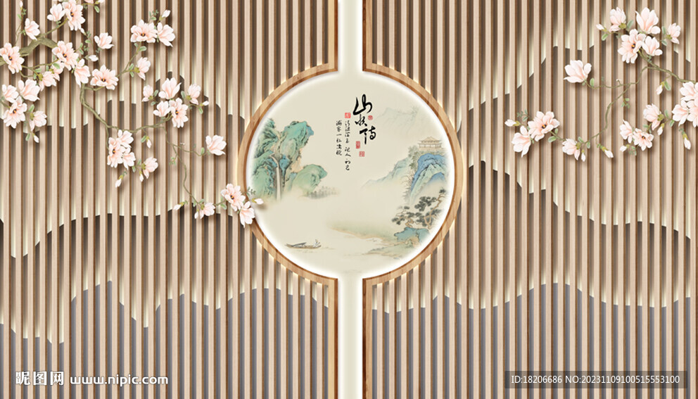 新中式玉兰形象墙