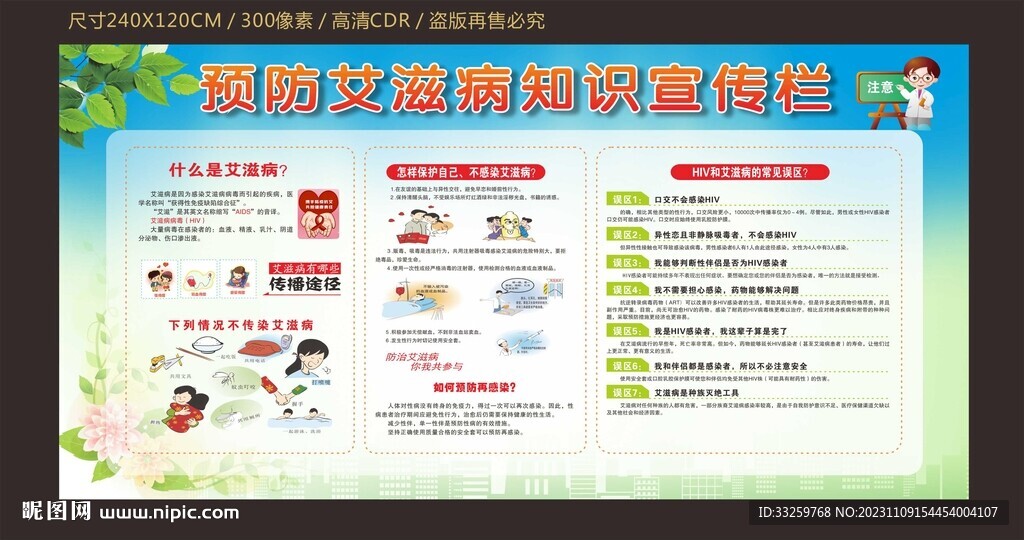 预防艾滋病知识宣传栏