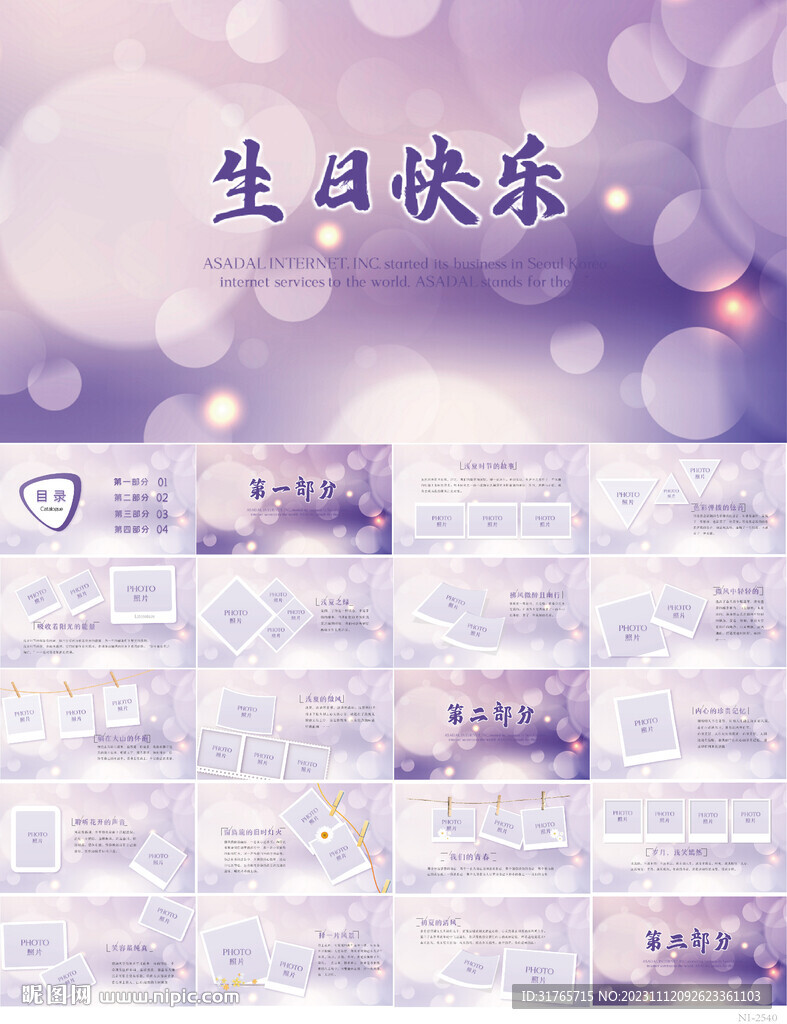 生日快乐生日派对纪念册PPT