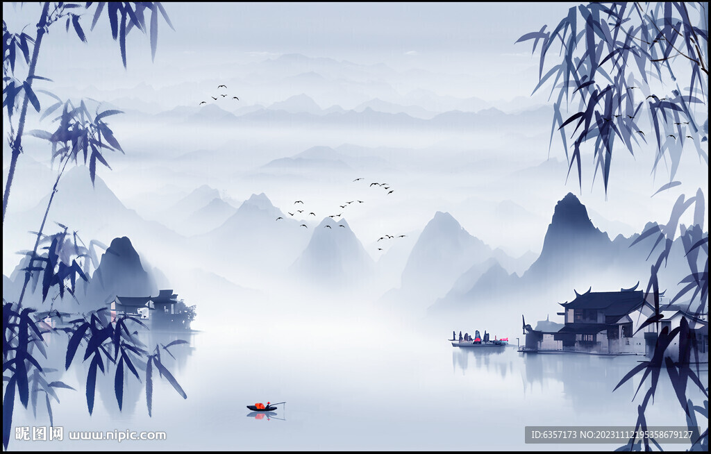 意境水墨山水画