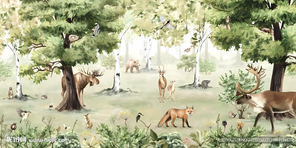 森林植物动物风景背景大图