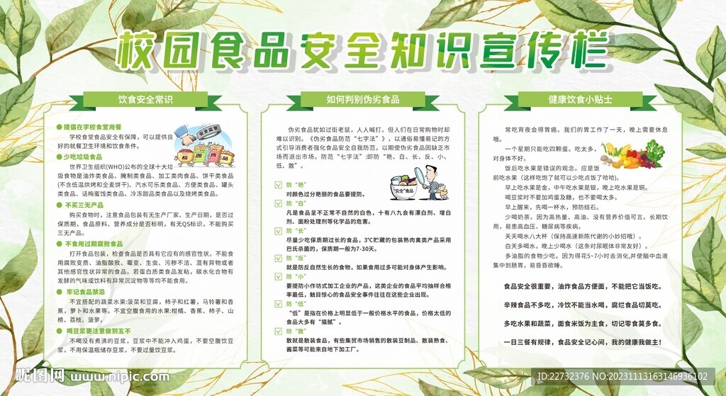 校园食品安全教育宣传栏