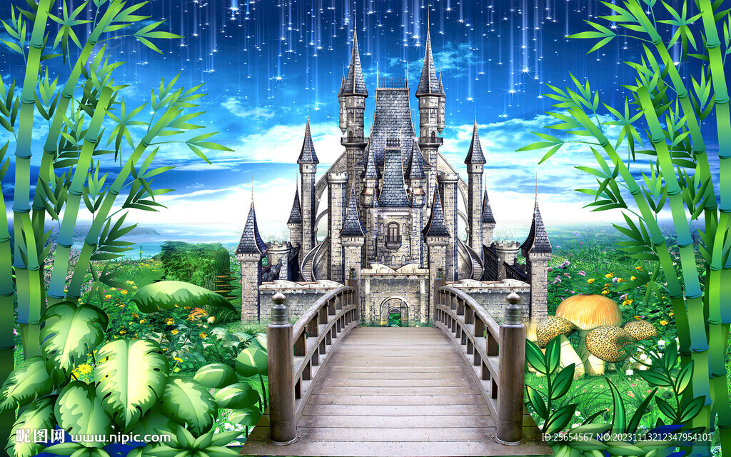 梦幻仙境城堡背景墙