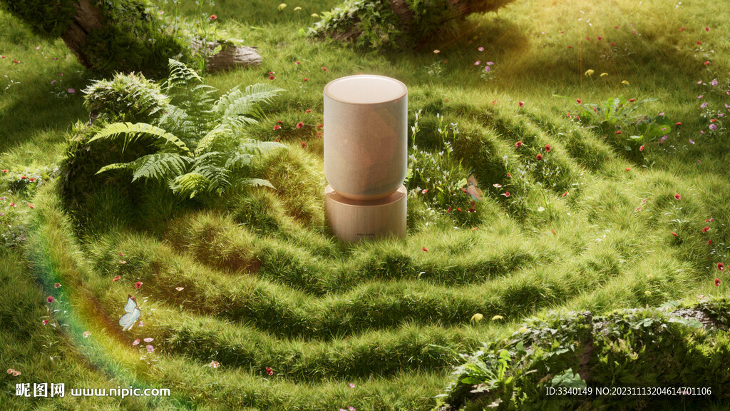 c4d场景草丛音响oc渲染