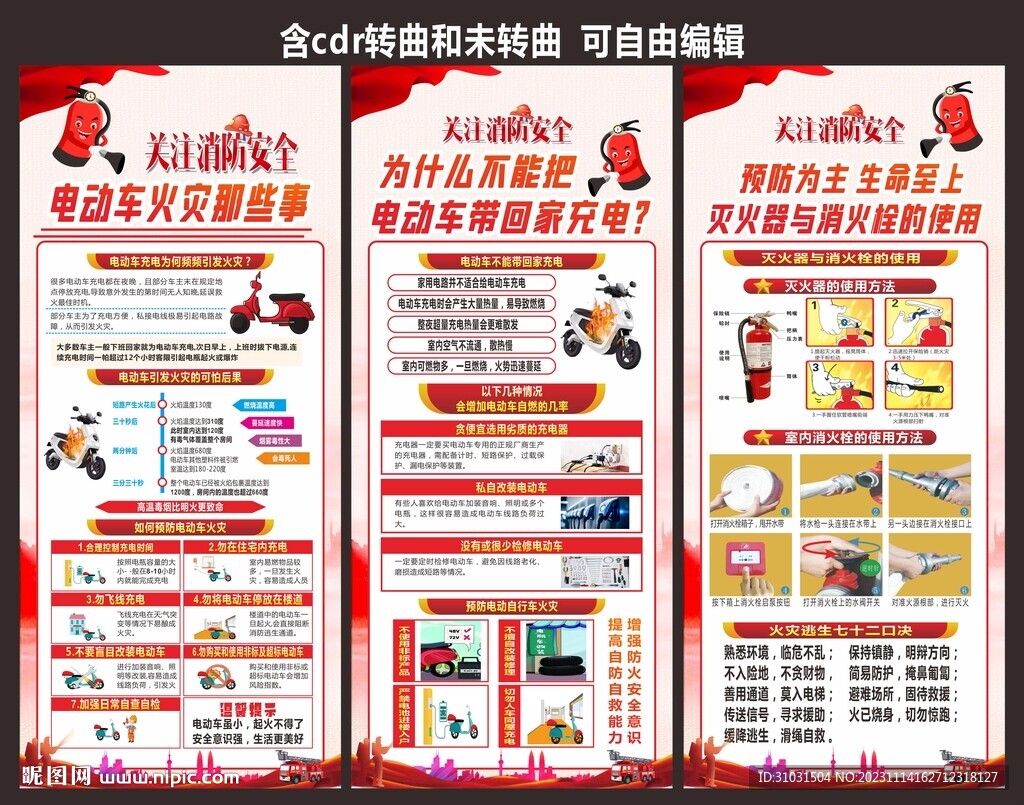 预防火灾电动车防火安全展架