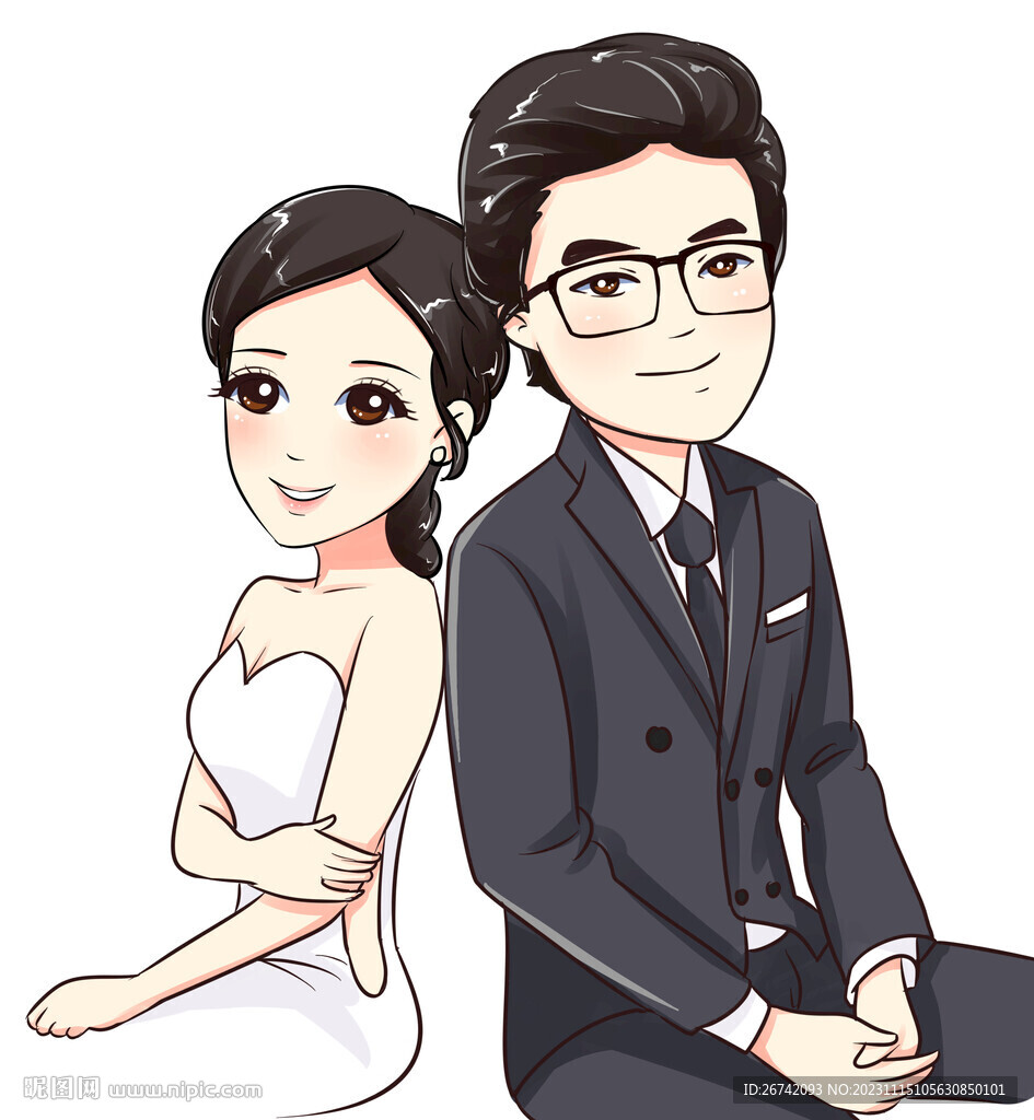 分层PSD婚礼Q版
