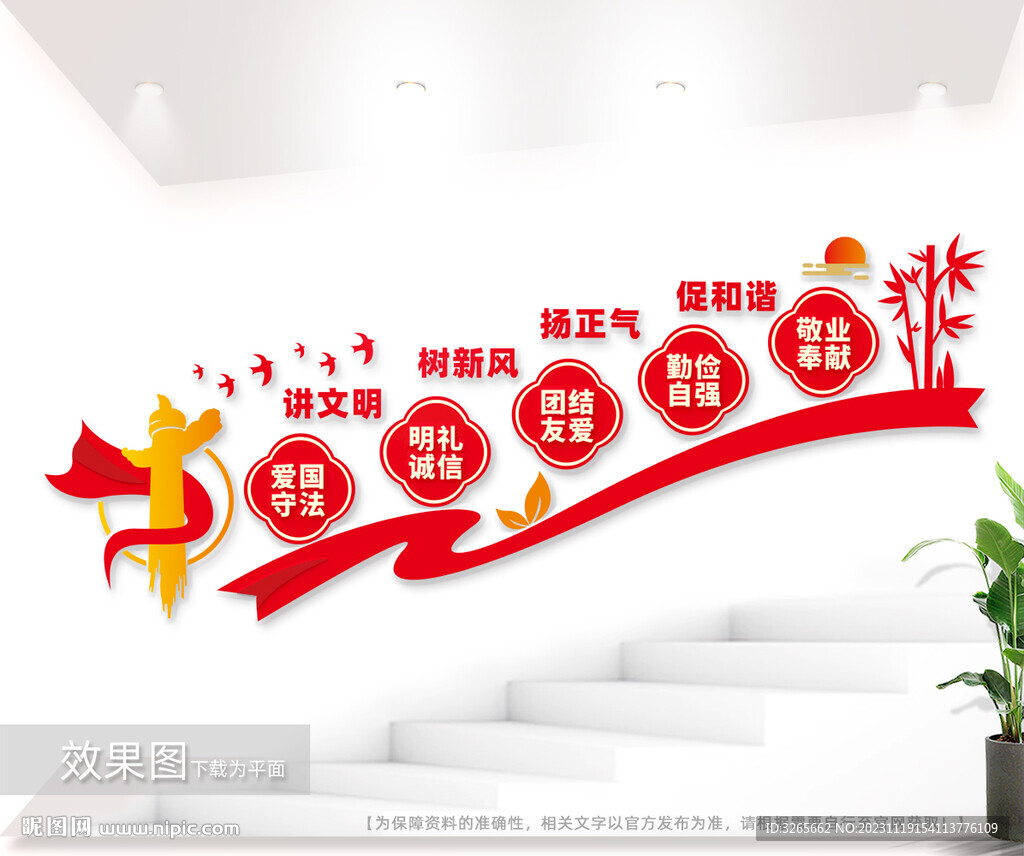  文明社区楼梯文化墙图片