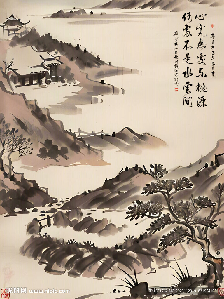 仿古山水画