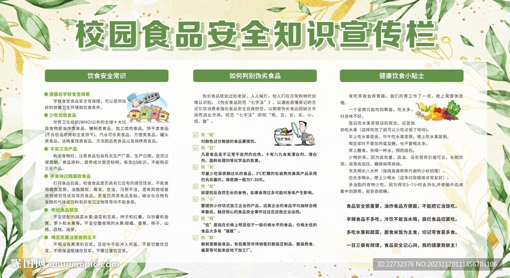 校园食品安全教育宣传栏