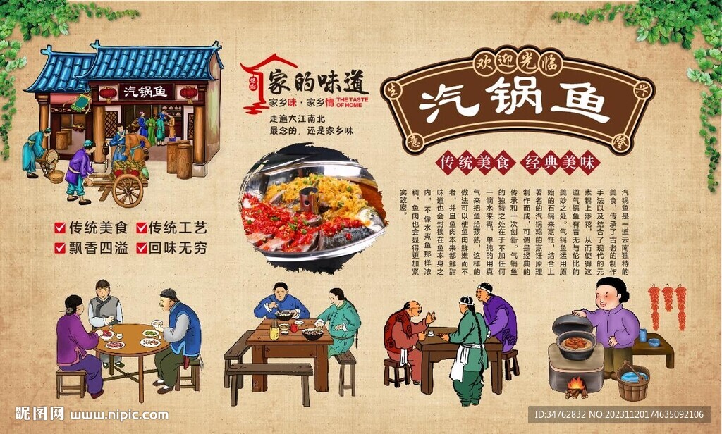 汽锅鱼背景墙