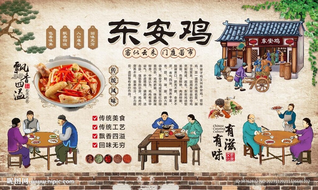 东安鸡背景