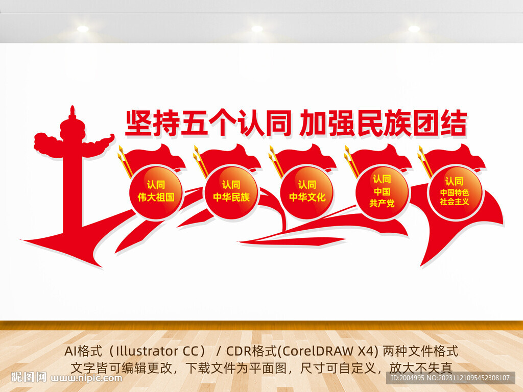 五个认同民族团结文化墙