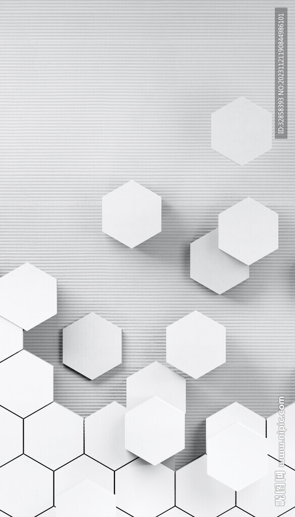 白色3d规则六边形抽象科技纹理