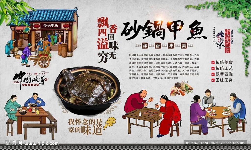 砂锅甲鱼背景