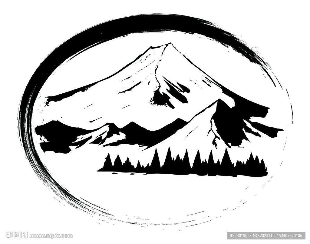 矢量水墨山水画