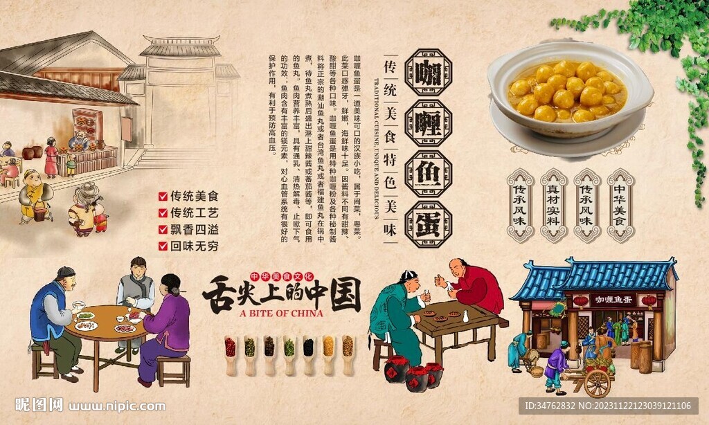 咖喱鱼蛋背景