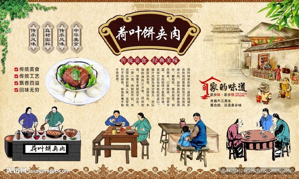 荷叶饼夹肉背景