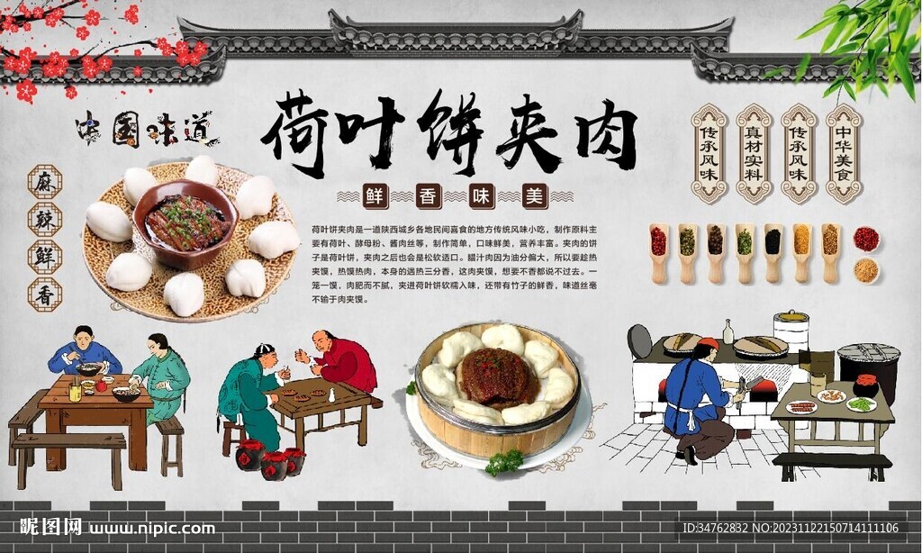 荷叶饼夹肉背景