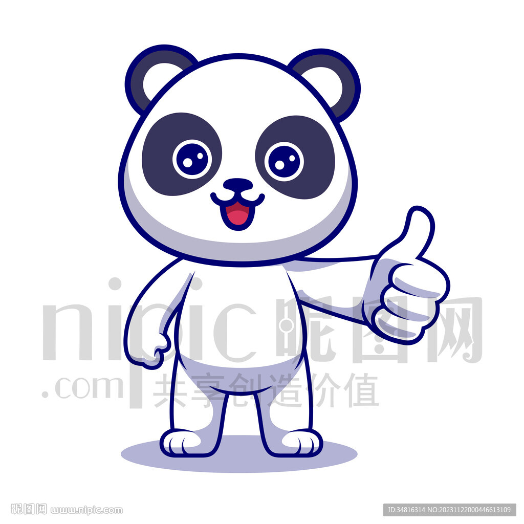 可爱卡通点赞的大熊猫