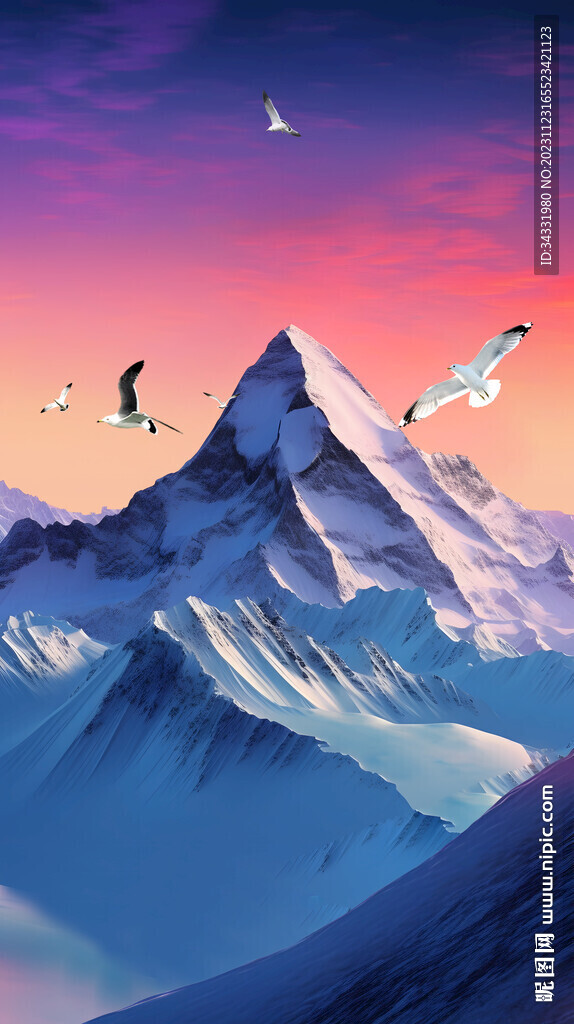 雪山风景画