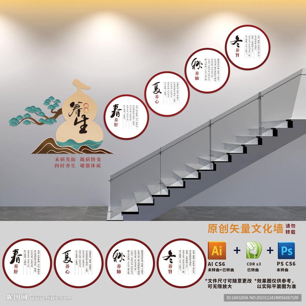 中医养生馆楼梯文化墙