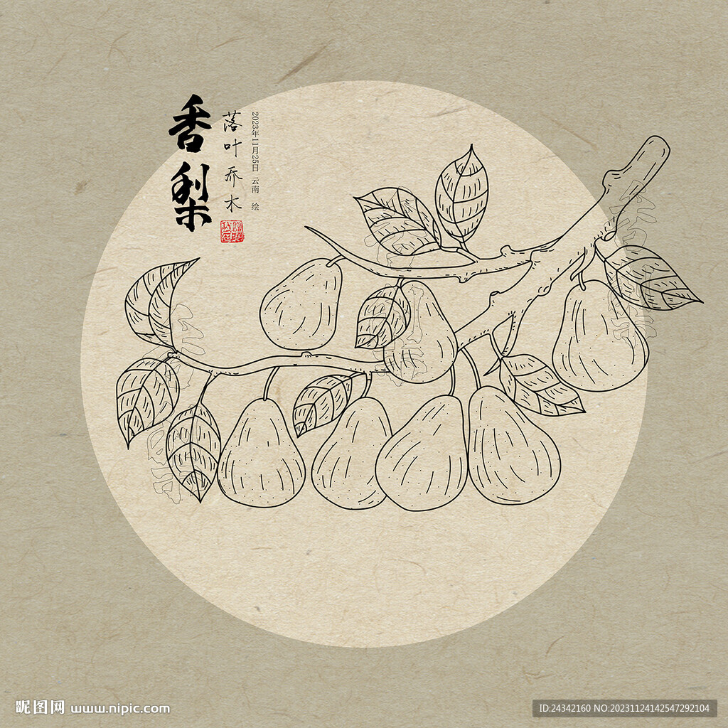 香梨线描