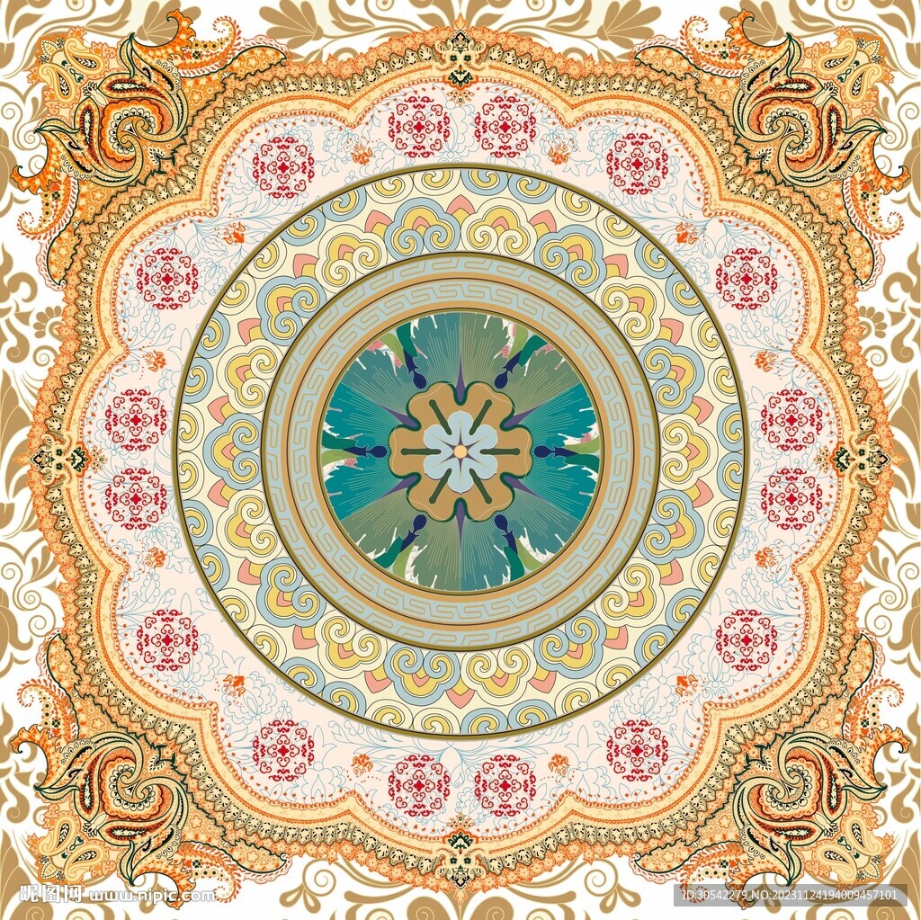 西欧神话风格中国风格花纹地毯