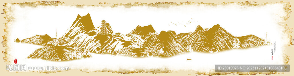 线条山水画
