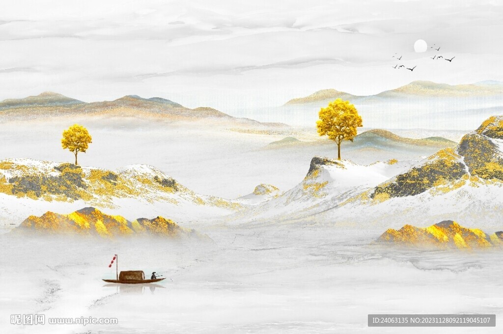 新中式山水国画背景墙