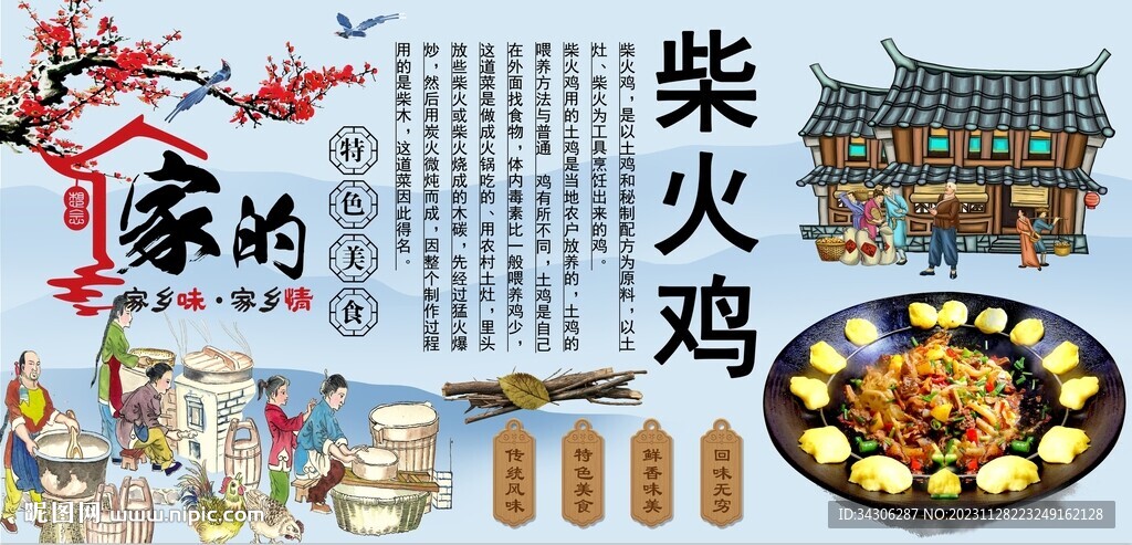 柴火鸡背景墙