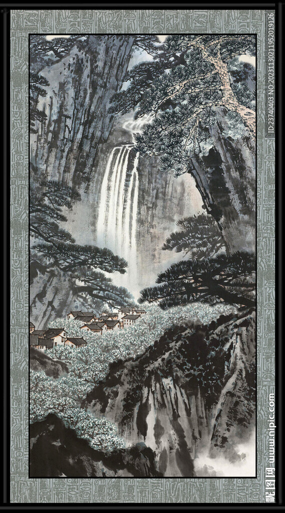 竖幅山水 