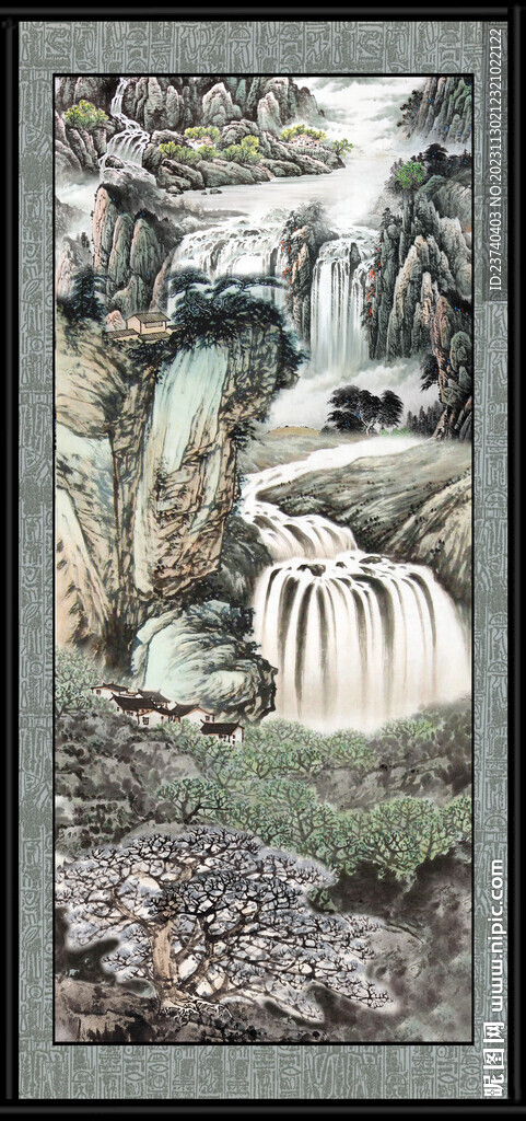 竖幅山水 