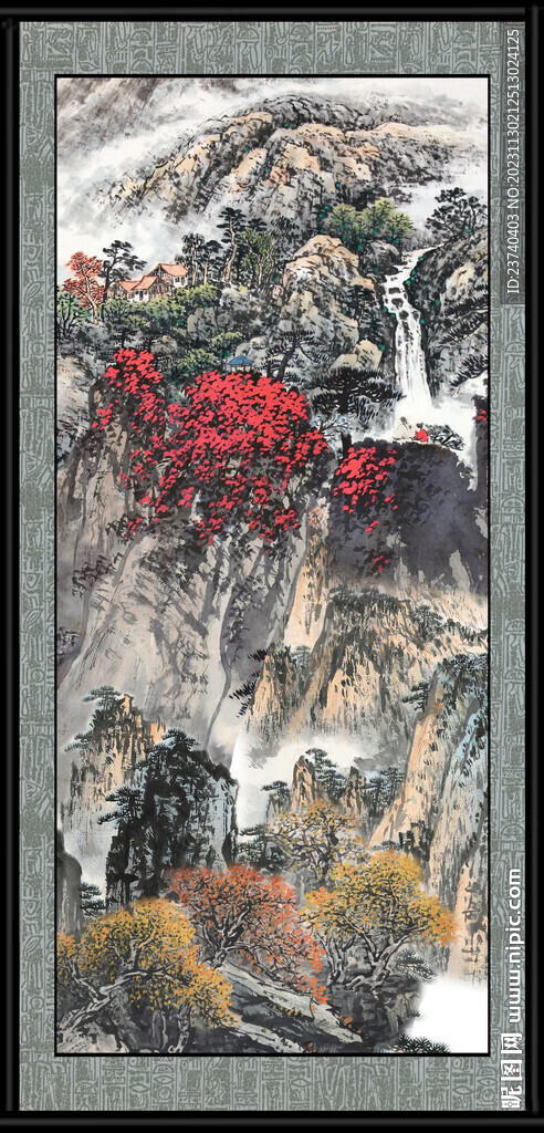 竖幅山水 
