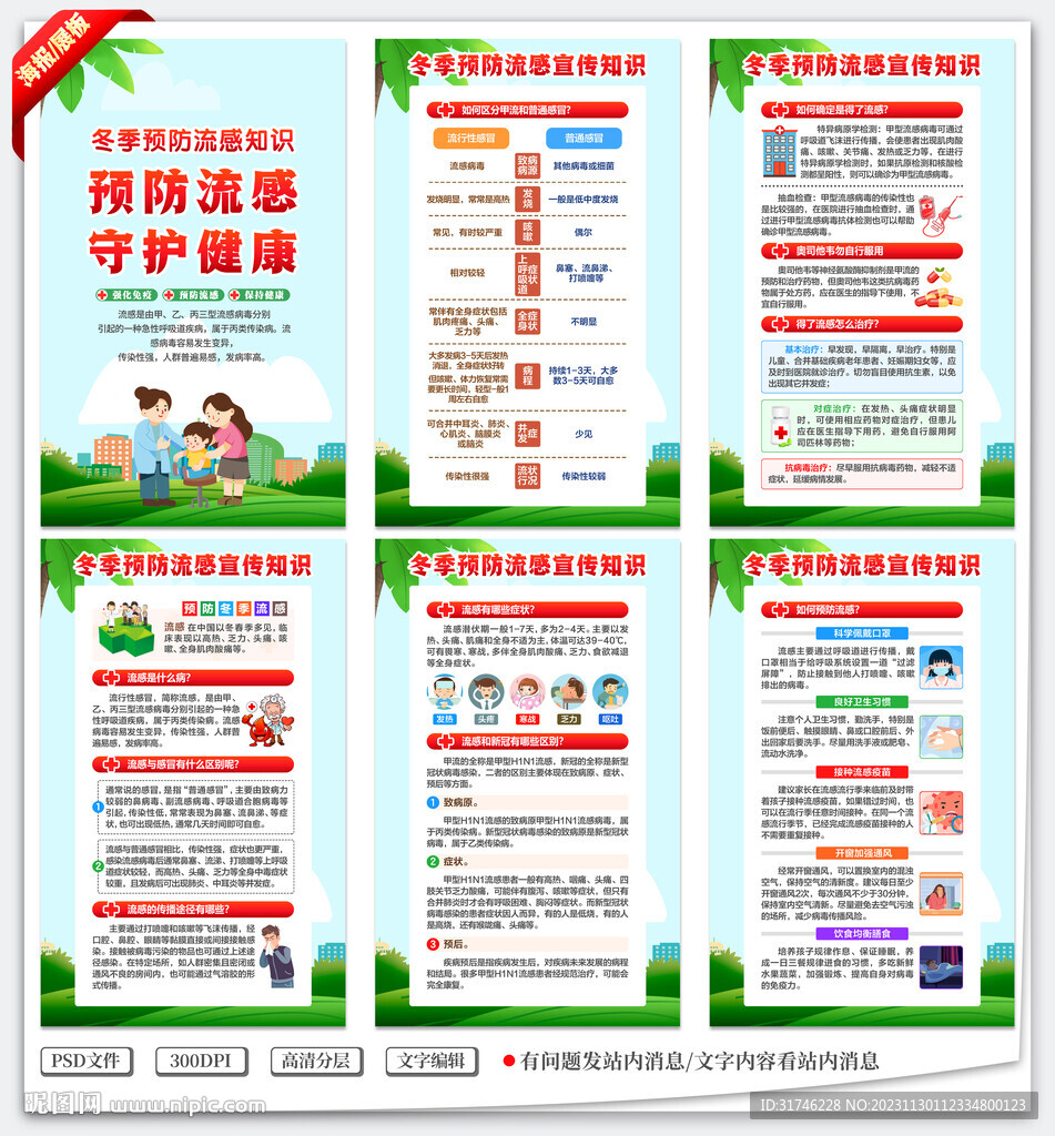 预防流感展板海报