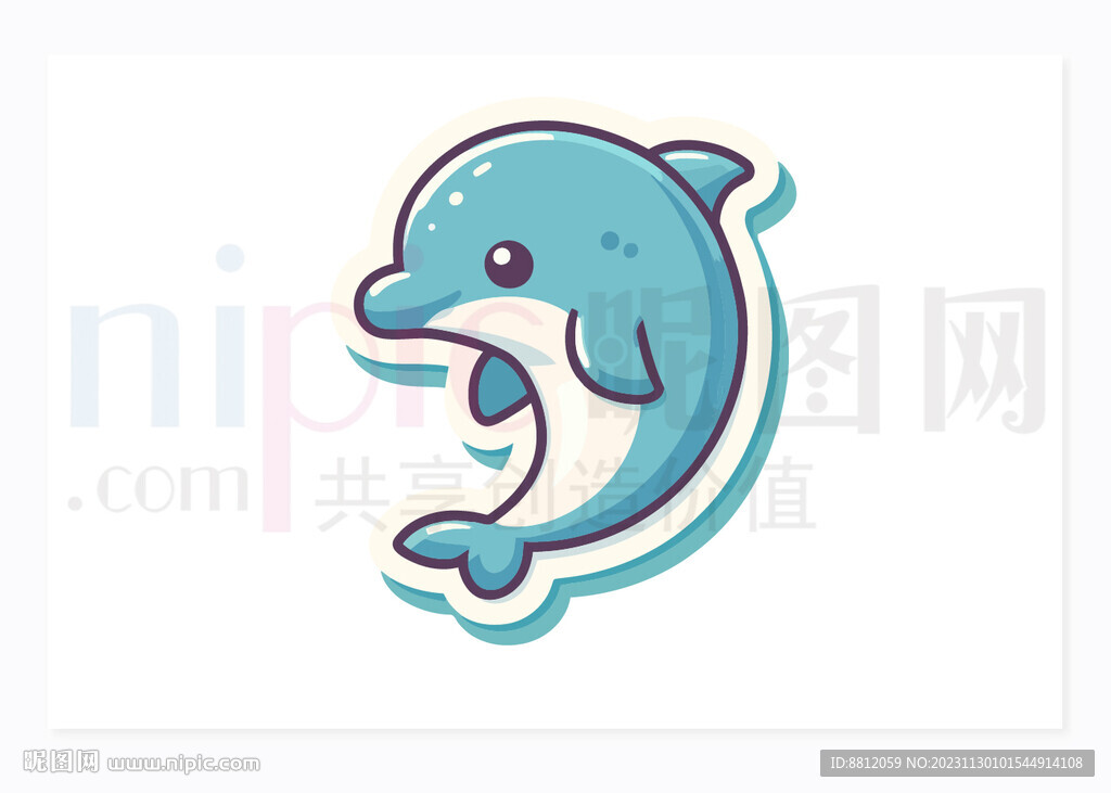 创意简约海豚贴纸形象